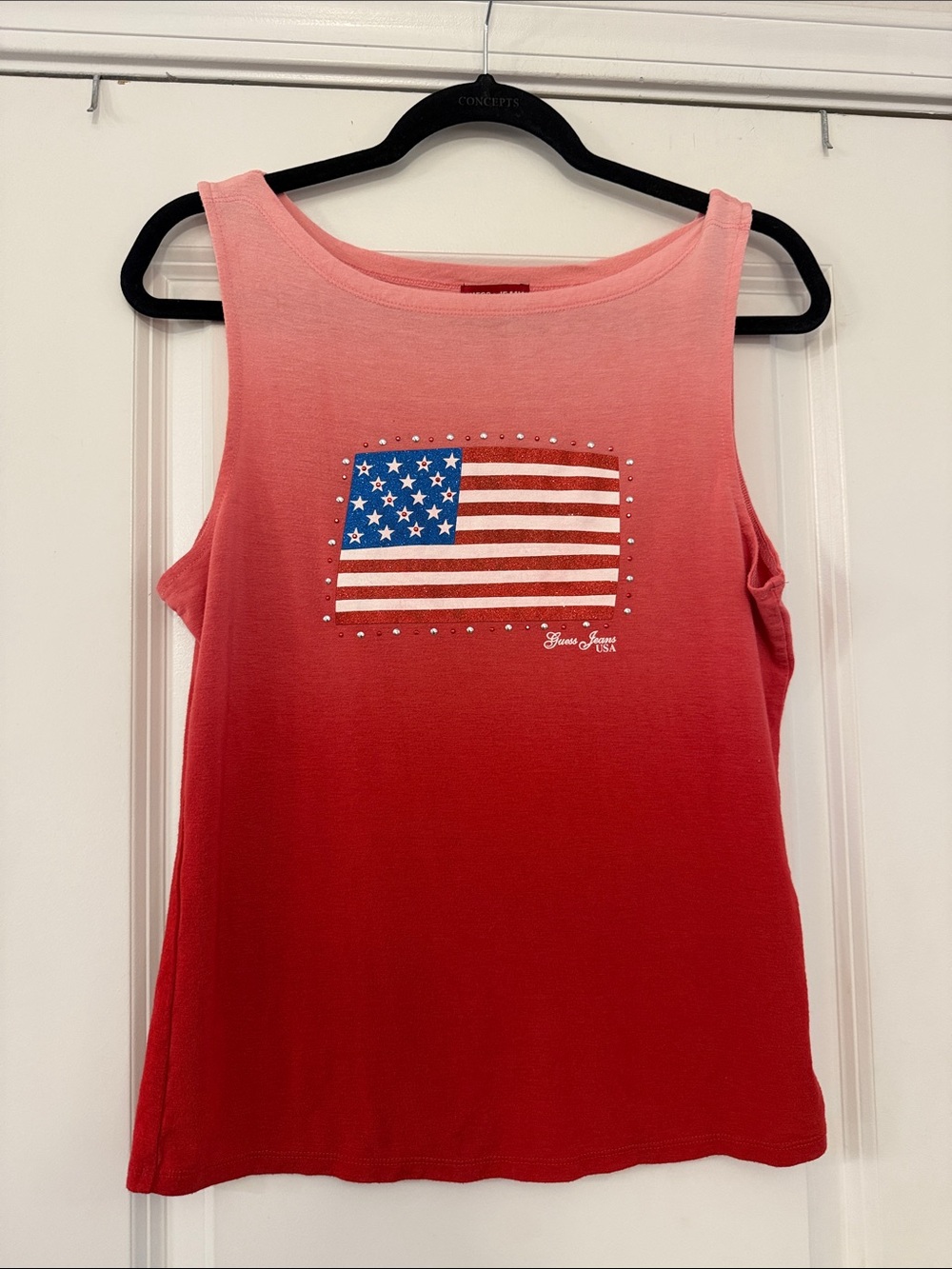 vintage rare Guess Red Ombre American Flag Tank Top XL